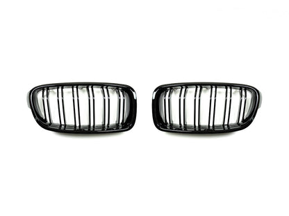 AutoTecknic Dual-Slat Glazing Black Front Grille Set - F30 3-Series