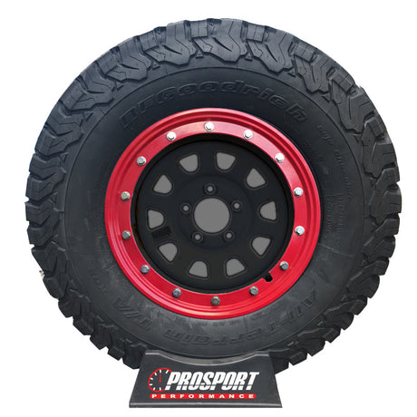 Simulated Bead Lock Hubcap Rings - 16" Red
