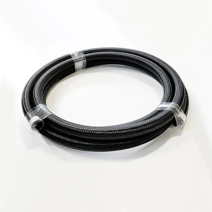 -4AN Black Nylon Braided Flex Hose with Reinforced Rubber Liner - 20 Foot Length