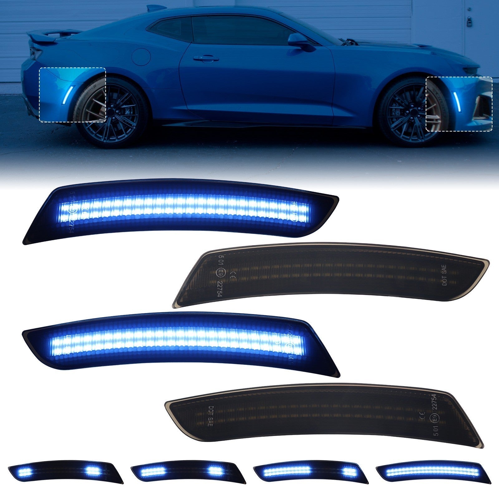 CAMARO 16-24 FRONT/REAR DYNAMIC SMOKED LED SIDE MARKERS