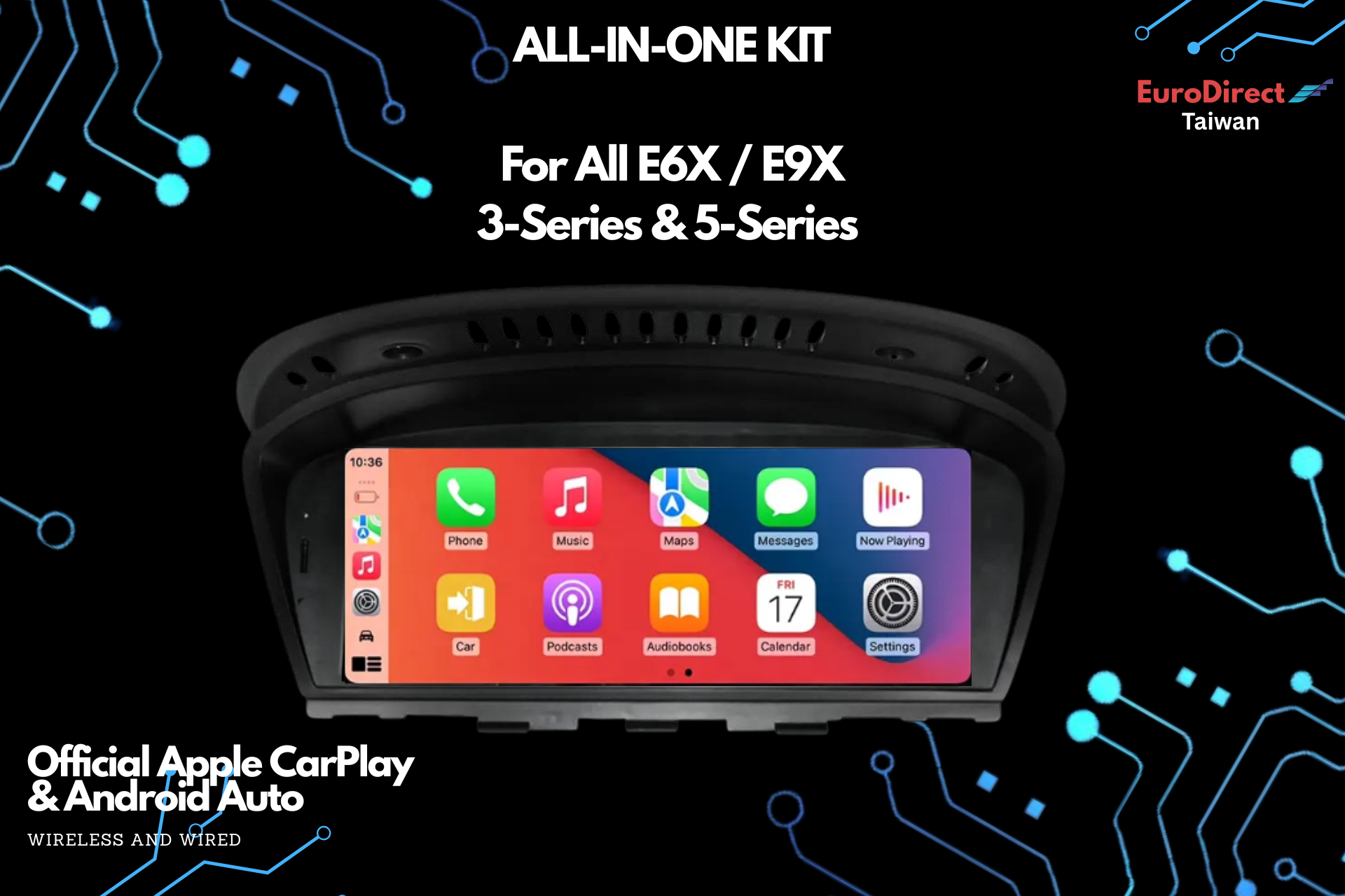 BMW E60, E90, E91, E92, E93 3 / 5 / 6-Series iDrive Upgrade (CarPlay and Android Auto)