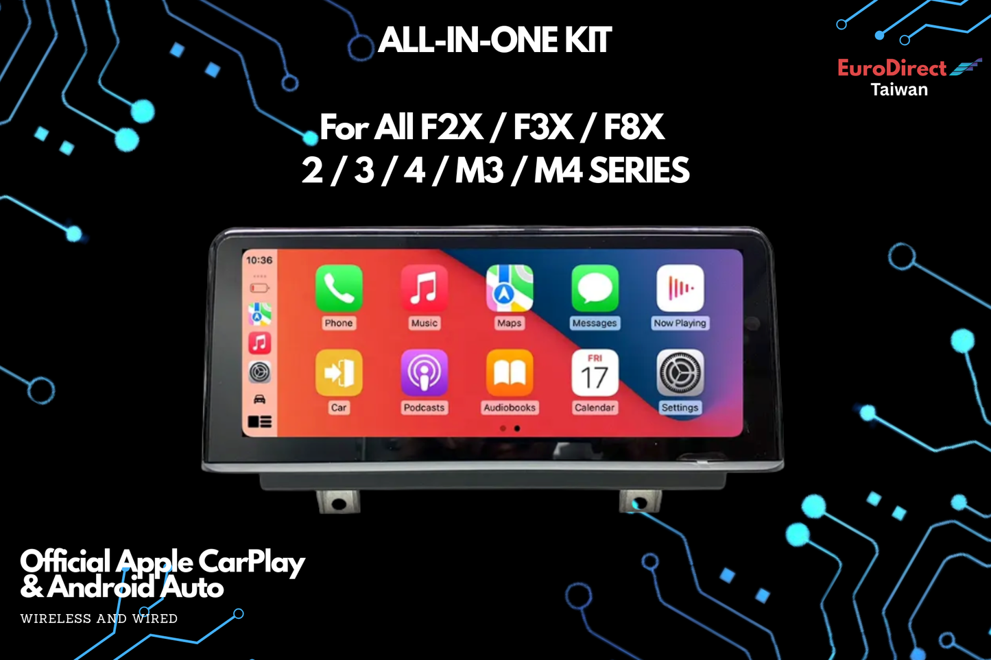 BMW F20, F22, F30, F31, F32, F33, F34, F36, F45, F48, F80, F83, F82 M3 M4 (X1, X2, 1, 2, 3 & 4 Series) CarPlay / Android Auto