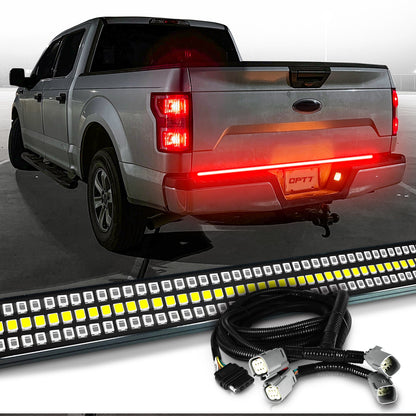 OPT7 Redline Triple Tailgate Light Bar 60" Bundle for Ford F150 18-20 Easy Connect Harness