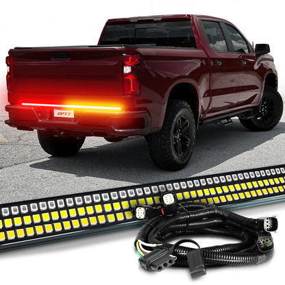 OPT7 Redline Triple Tailgate Light Bar 60" Bundle for Chevy Silverado-GMC Sierra 1500 19-21