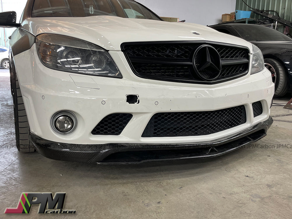[JPMCarbon] CS Style Carbon Fiber Front Bumper Add-on Lip Fits For 2008-2011 Mercedes-Benz W204 Pre-Facelift C63 Sedan