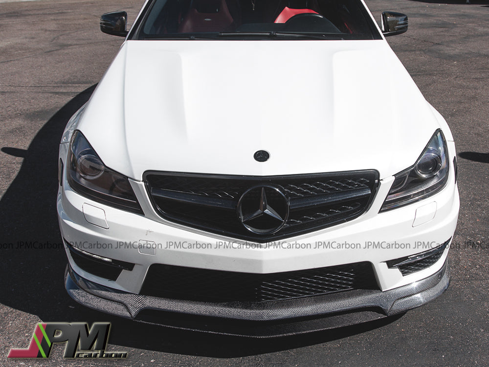 RZ Style Carbon Fiber Front Bumper Add-on Lip Fits Fort 2012-2014 Mercedes-Benz W204 C204 Facelift C63 Sedan/Coupe