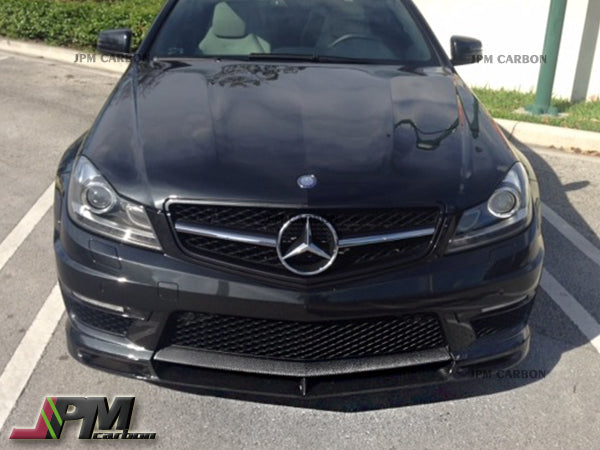 V Style Carbon Fiber Front Bumper Add-on Lip Fits For 2012-2014 Mercedes-Benz W204 C204 Facelift C63 Only
