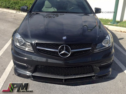 V Style Carbon Fiber Front Bumper Add-on Lip Fits For 2012-2014 Mercedes-Benz W204 C204 Facelift C63 Only