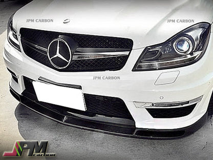 V Style Carbon Fiber Front Bumper Add-on Lip Fits For 2012-2014 Mercedes-Benz W204 C204 Facelift C63 Only