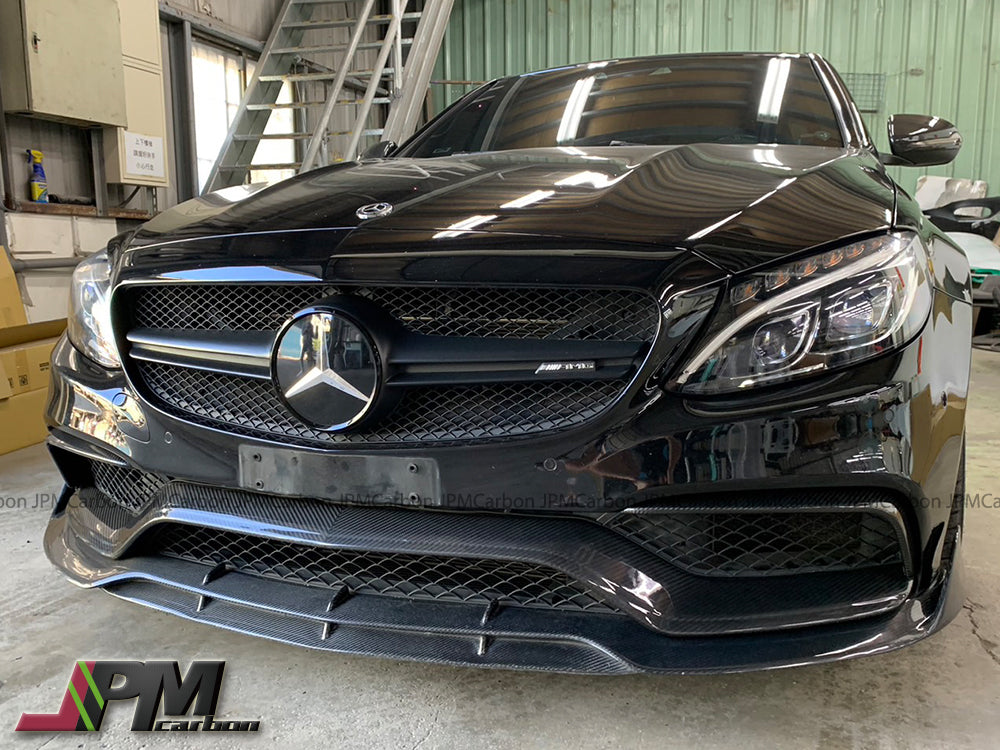 [JPMCarbon] B Style Carbon Fiber Front Bumper Add-on Lip Fits For 2015-2021 Mercedes-Benz W205 C63 Only