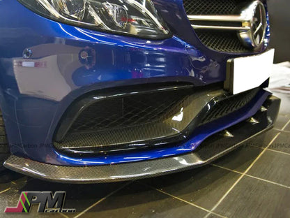 PSM Style Carbon Fiber Front Bumper Add-on Lip Fits For 2015-2021 Mercedes-Benz W205 C63 Sedan Only