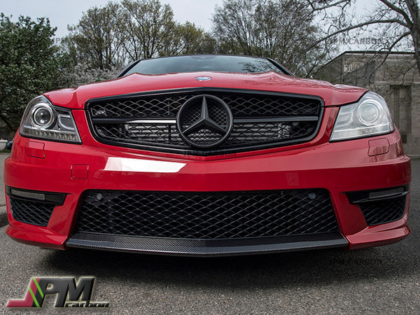Carbon Fiber Front Bumper Add-on Cover Fits For 2012-2014 Mercedes-Benz W204 C204 Facelift C63 Sedan/Coupe