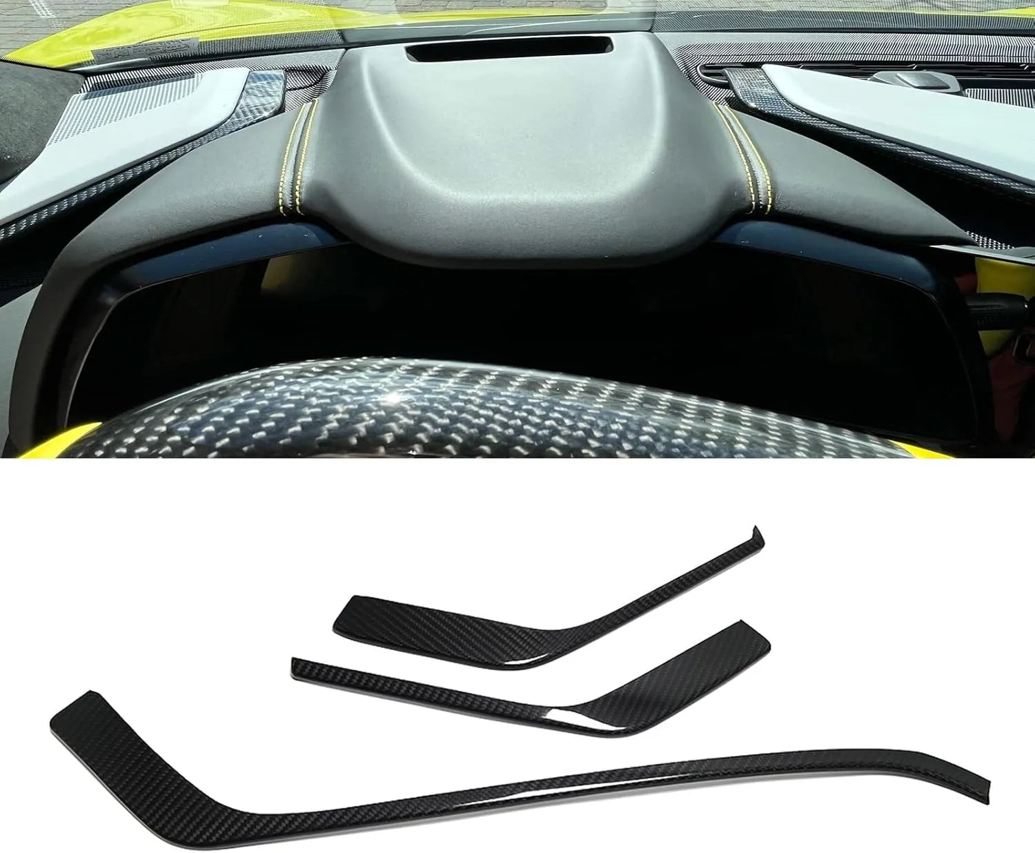 C8 Corvette Carbon Fiber 3pcs Upper Dashboard Trim Covers