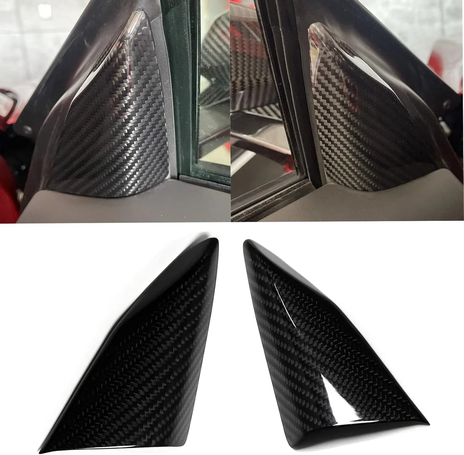 C8 Corvette Carbon Fiber Door Window A-Pillar Interior Triangle Trim Covers
