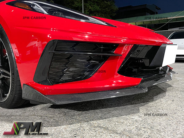 5VM Style Carbon Fiber Front Bumper Add-on Lip Fits For 2020-2025 Chevrolet Corvette C8 Stingray & Z51 Only