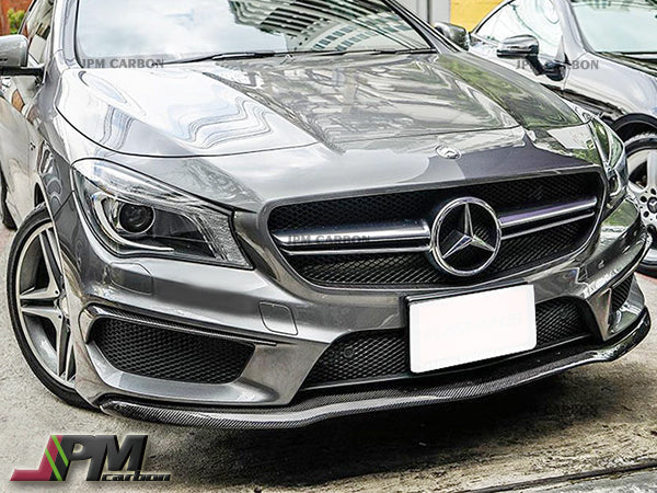 Carbon Fiber Front Bumper Add-on Cover Fits For 2013-2016 Mercedes-Benz W117 Pre-facelift CLA45 Only