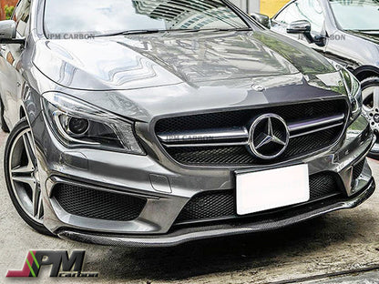 Carbon Fiber Front Bumper Add-on Cover Fits For 2013-2016 Mercedes-Benz W117 Pre-facelift CLA45 Only