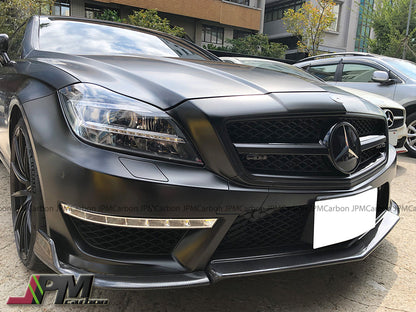 RT Style Carbon Fiber Front Bumper Add-on Lip Fits For 2011-2014 Mercedes-Benz W218 Pre-facelift CLS63 Only
