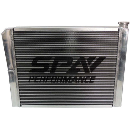 Lightweight Late Model Radiator - Double Pass - 26.8" x 19.6" + Remote Fill Tank - Red Cap