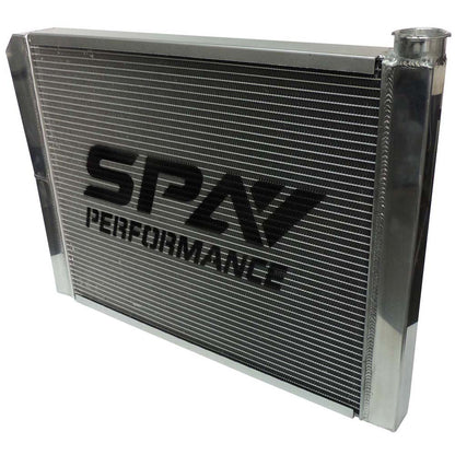 Lightweight Late Model Radiator - Double Pass - 26.8" x 19.6" + Remote Fill Tank - Red Cap