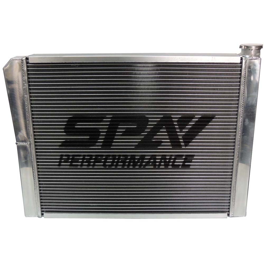 Lightweight Late Model Radiator - Double Pass - 26.8" x 19.6" + Remote Fill Tank - Blue Cap