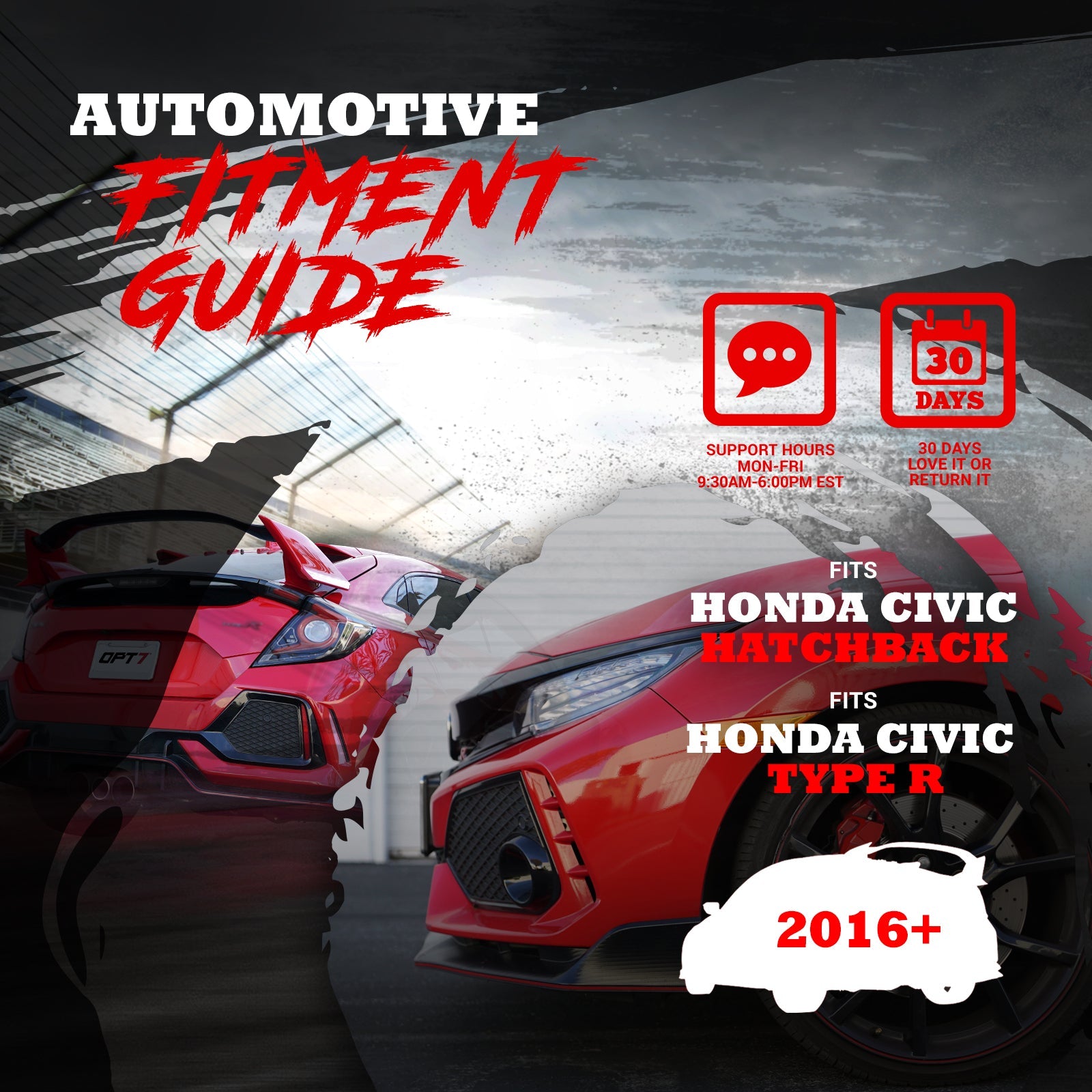 OPT7 Honda Civic Hatchback Clear LED Tail Lights Sequential Turn Signals & OLED Technology (Fits all 2016-2021 10th Gen Civic Hatchbacks)