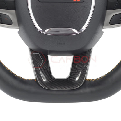 Dodge Charger Challenger Durango 2015+ Carbon Fiber Flat Bottom Lower Steering Wheel Trim Cover