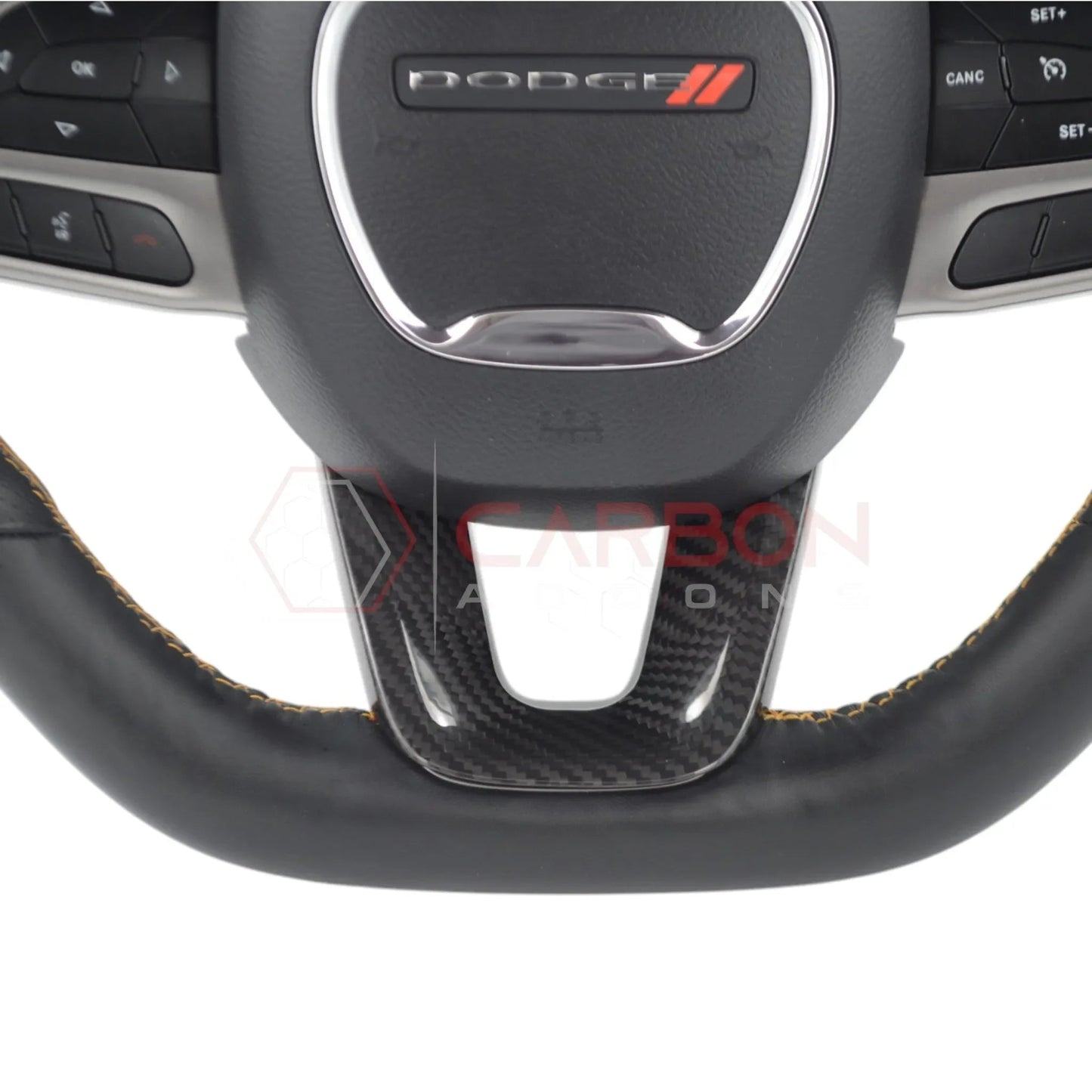Dodge Charger Challenger Durango 2015+ Carbon Fiber Flat Bottom Lower Steering Wheel Trim Cover