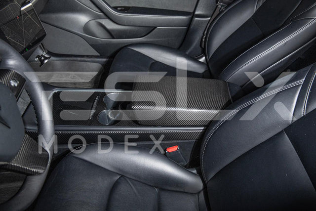 2020-Up Tesla Model 3 & Y Carbon Fiber Interior Center Armrest Cover