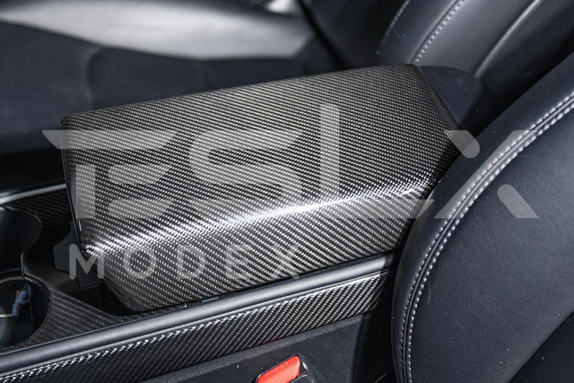 2020-Up Tesla Model 3 & Y Carbon Fiber Interior Center Armrest Cover