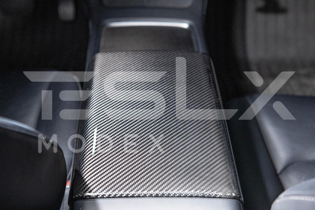 2020-Up Tesla Model 3 & Y Carbon Fiber Interior Center Armrest Cover