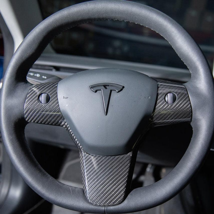 2020-Up Tesla Model 3 & Y Carbon Fiber Interior Steering Wheel Cover