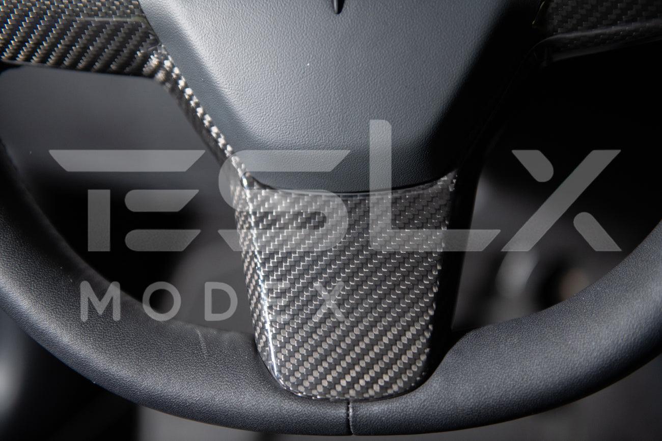 2020-Up Tesla Model 3 & Y Carbon Fiber Interior Steering Wheel Cover