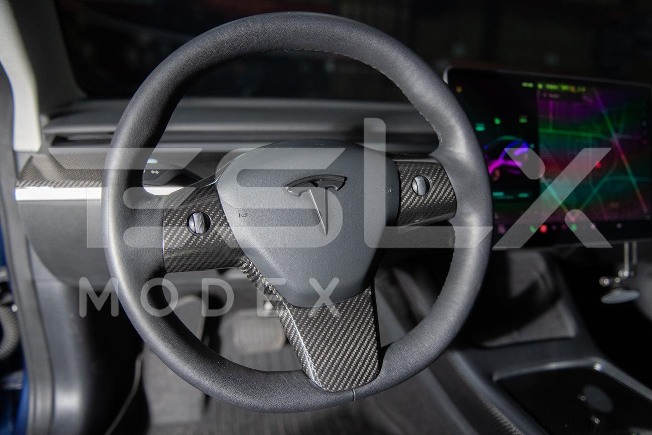 2020-Up Tesla Model 3 & Y Carbon Fiber Interior Steering Wheel Cover