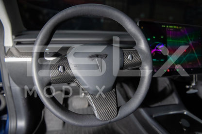 2020-Up Tesla Model 3 & Y Carbon Fiber Interior Steering Wheel Cover