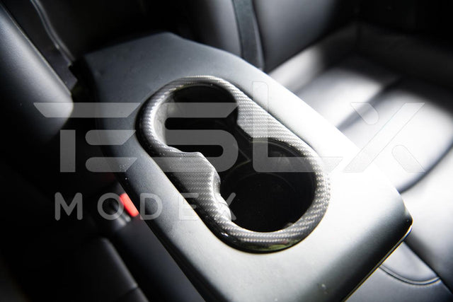 2020-Up Tesla Model 3 & Y Carbon Fiber Interior Rear Water Cup Frame