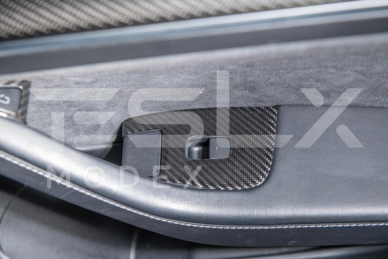 2020-Up Tesla Model 3 & Y Carbon Fiber Interior Door Glass Lifting Panel Cover