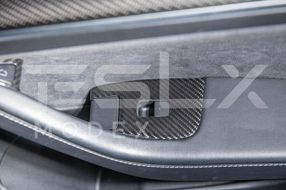 2020-Up Tesla Model 3 & Y Carbon Fiber Interior Door Glass Lifting Panel Cover