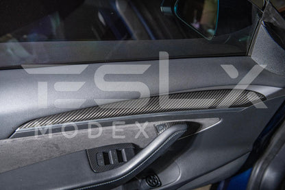 2020-Up Tesla Model 3 & Y Carbon Fiber Interior Door Trim Panel Cover