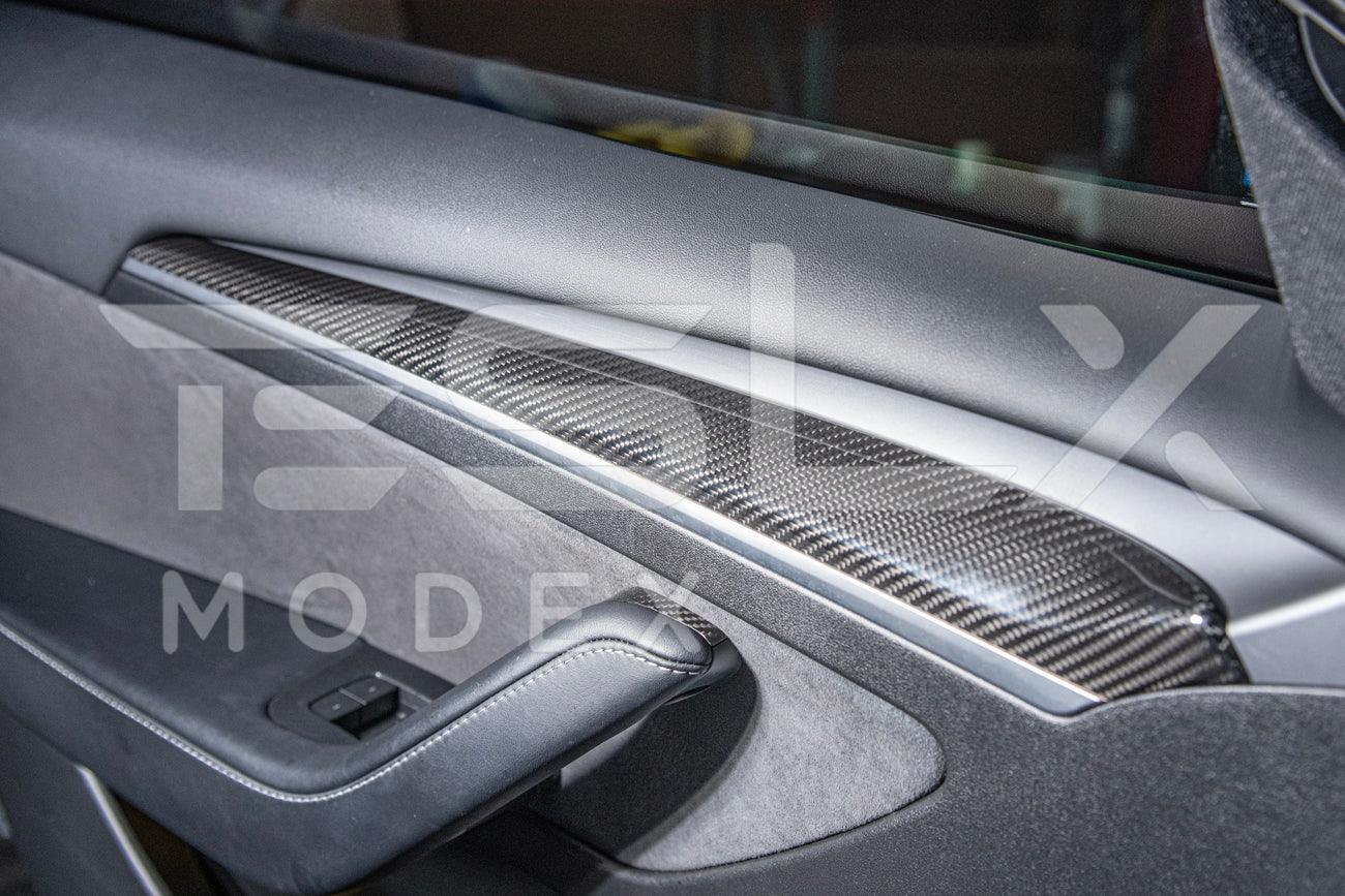 2020-Up Tesla Model 3 & Y Carbon Fiber Interior Door Trim Panel Cover