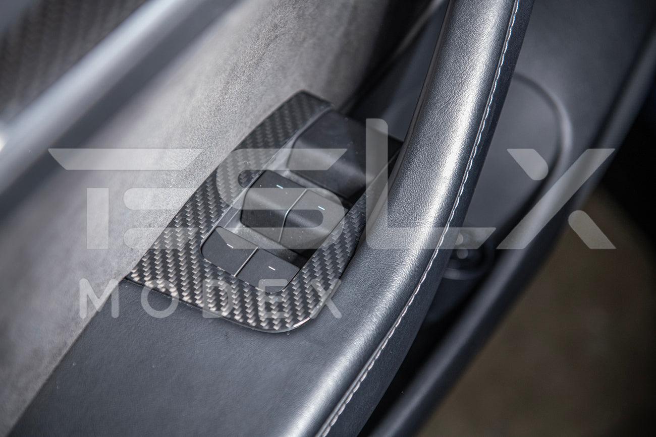 2020-Up Tesla Model 3 & Y Carbon Fiber Interior Door Glass Lifting Panel Cover