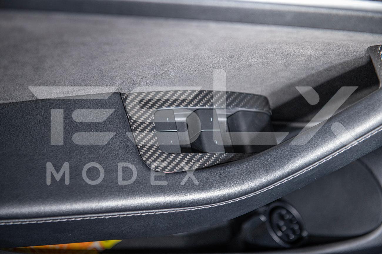 2020-Up Tesla Model 3 & Y Carbon Fiber Interior Door Glass Lifting Panel Cover
