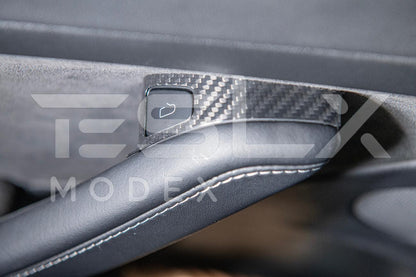 2020-Up Tesla Model 3 & Y Carbon Fiber Interior Door Glass Lifting Panel Cover