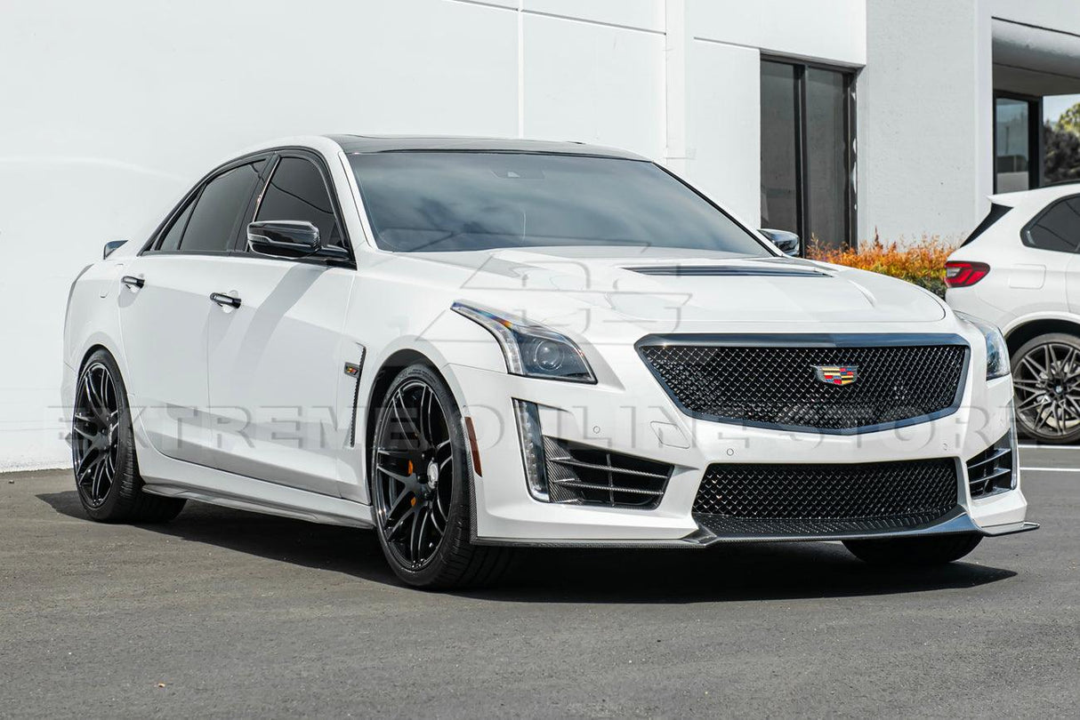 2016-Present Cadillac CTS-V Carbon Fiber Front Splitter Wheel Arch& Side Skirts Rockerst