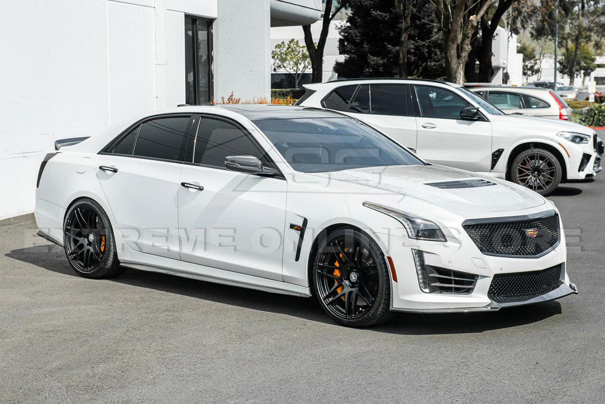 2016-Present Cadillac CTS-V Carbon Fiber Front Splitter Wheel Arch& Side Skirts Rockerst