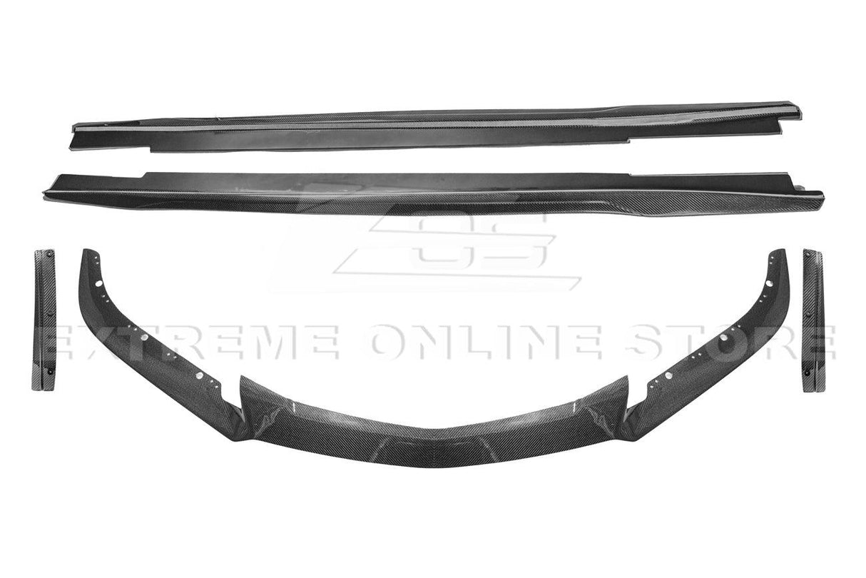 2016-Present Cadillac CTS-V Carbon Fiber Front Splitter Wheel Arch& Side Skirts Rockerst