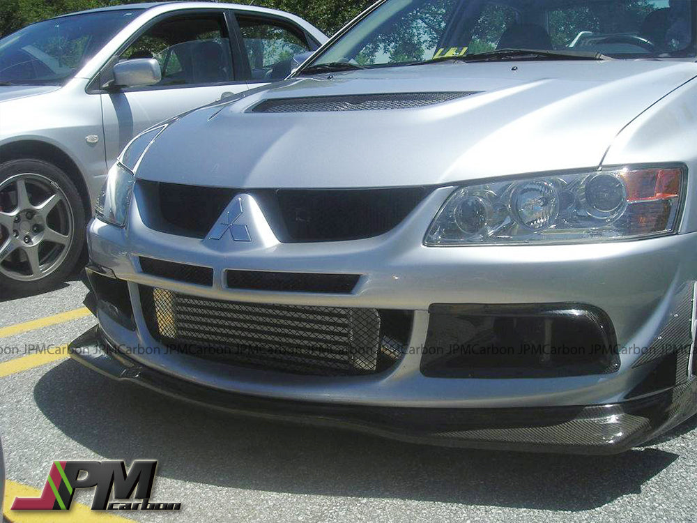 [JPMCarbon] VR Style Carbon Fiber Front Bumper Add-on Lip Fits For 2003-2005 Mitsubishi EVO 8th Only