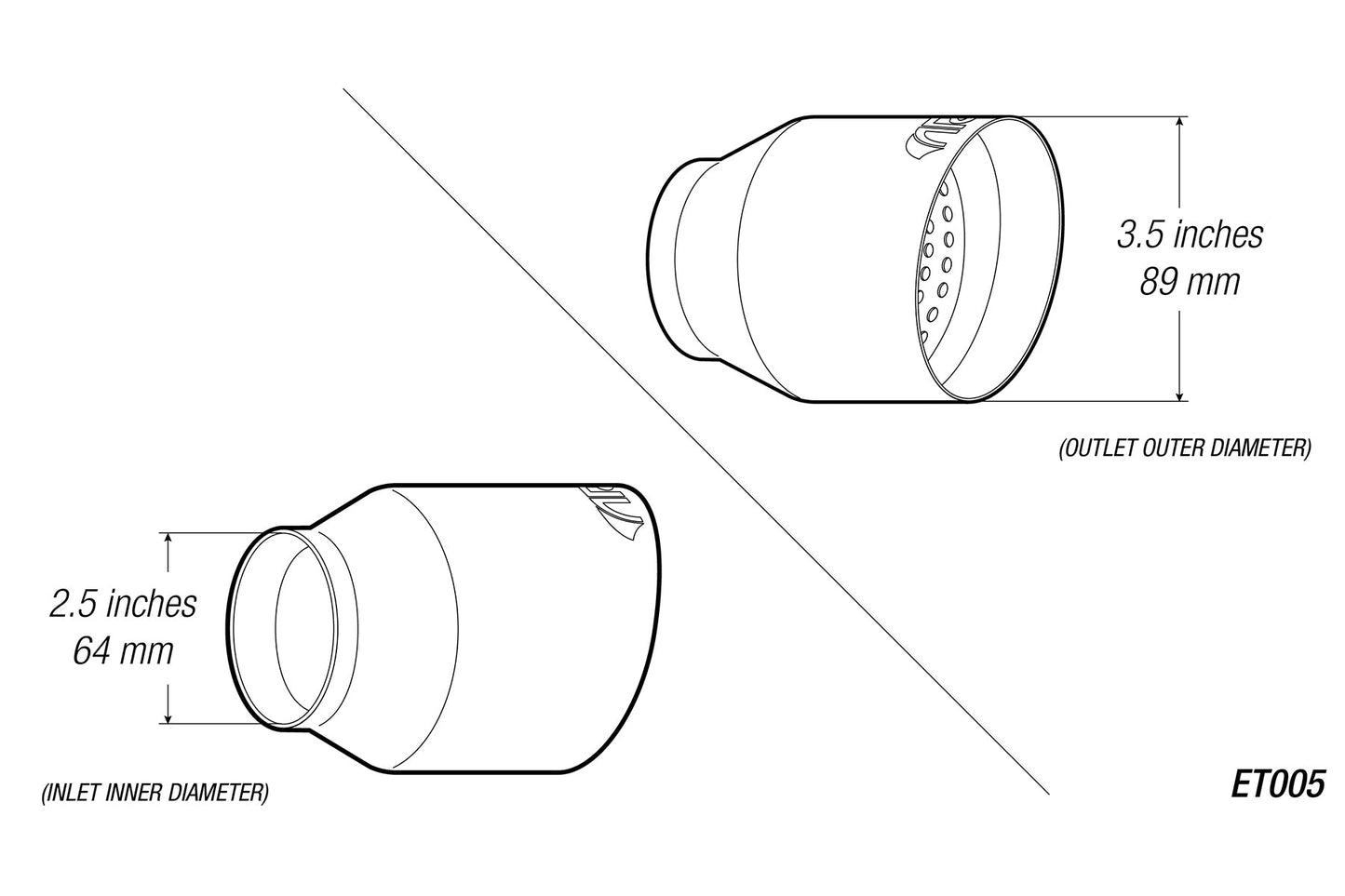 3.5" Universal Exhaust Tip ET005 (Burnt/Polish)