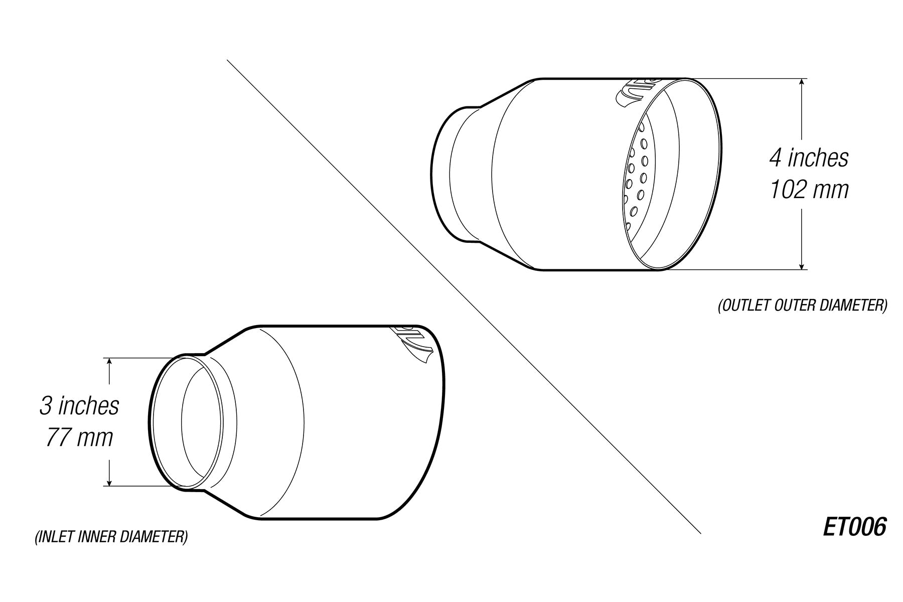 4" Universal Exhaust Tip ET006 (Burnt/Polish)