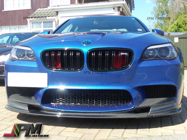 3D Style Carbon Fiber Front Bumper Add‑on Lip with Clear UV Coating Fits 2011‑2016 BMW F10 M5 Only